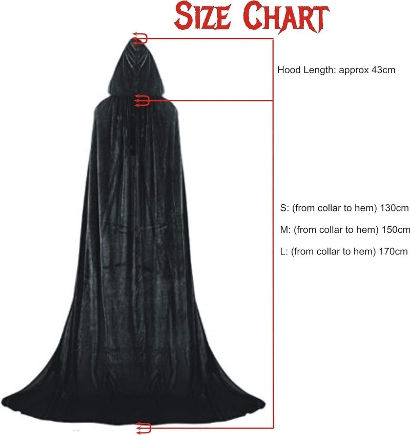 Full Length Hooded Cloak Costume Ideal for Christmas, Halloween, Cosplay Costume Party, Cape disguises.