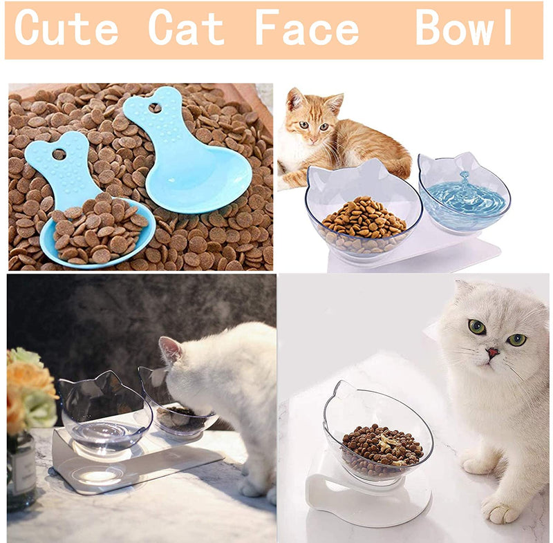 1Pc Cat Food Bowl Raised Pet Bowls Reduce Neck Pain Elevated Transparent Bowl for Cats and Small Dogs