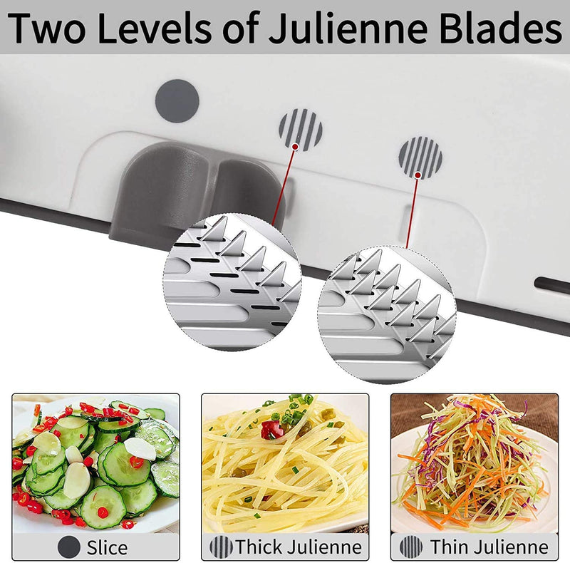 Amazer Tec Mandoline Slicer Stainless Steel Vegetable Julienner Built-in Adjustable Safe Blades Grater, Professional Multifunctional Premium Onion Tomato Slicer