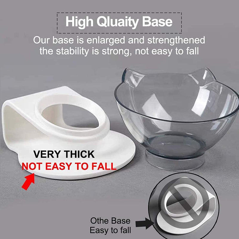 1Pc Cat Food Bowl Raised Pet Bowls Reduce Neck Pain Elevated Transparent Bowl for Cats and Small Dogs