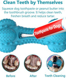 SCHITEC Dog Chew Toy for Aggressive Chewers, Tough Indestructible Natural Rubber Squeaky Dog Toys with Toothbrush for Large Medium Breed Dental Care Blue