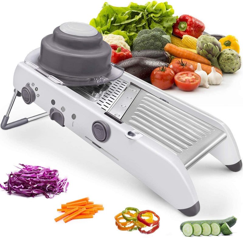 Amazer Tec Mandoline Slicer Stainless Steel Vegetable Julienner Built-in Adjustable Safe Blades Grater, Professional Multifunctional Premium Onion Tomato Slicer