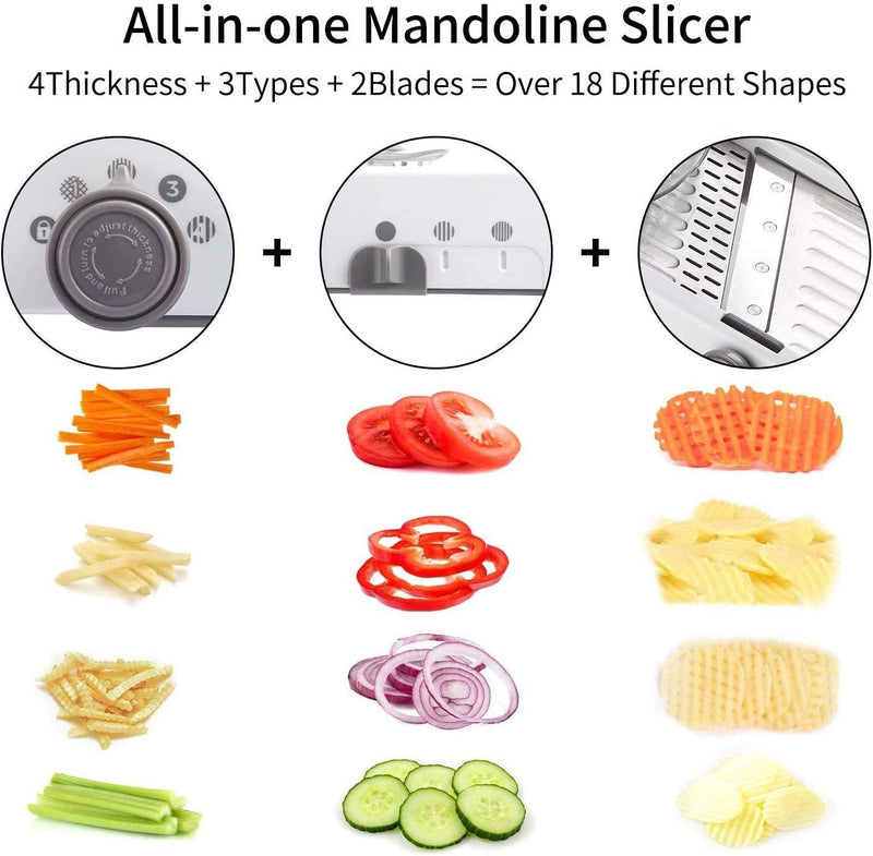 Amazer Tec Mandoline Slicer Stainless Steel Vegetable Julienner Built-in Adjustable Safe Blades Grater, Professional Multifunctional Premium Onion Tomato Slicer