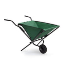 Relaxdays Foldable Wheelbarrow 66 x 64 x 112 cm Folding Barrow Cart of Steel with Strong Polyester, Space-Saving Garden Cart Gardening Wheel Barrow, Holds up to 30 kg, Green