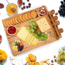 Bamboo Cheese Board Set Charcuterie Board Platter Serving Meat Board Including 4 Stainless Steel Knife and Serving Utensils for Christmas Wedding Birthday Anniversary
