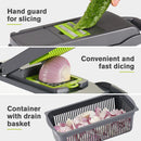 Vegetable Chopper Slicer Dicer - 12 -in -1 Onion Chopper Fruits Cutter Mandoline Slicer Food Chopper/Cutter with 7 Stainless Steel Blades, Adjustable Slicer & Dicer with Storage Container Gray