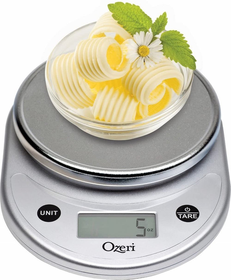 Digital Multifunction Kitchen and Food Scale, Elegant Chrome Grey