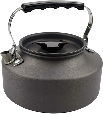 17pcs Camping Cookware Mess Kit, Non-Stick Lightweight Pots Pan Set with Stainless Steel Cups Plates Forks Knives Spoons for Camping, Backpacking, Outdoor Cooking and Picnic Black