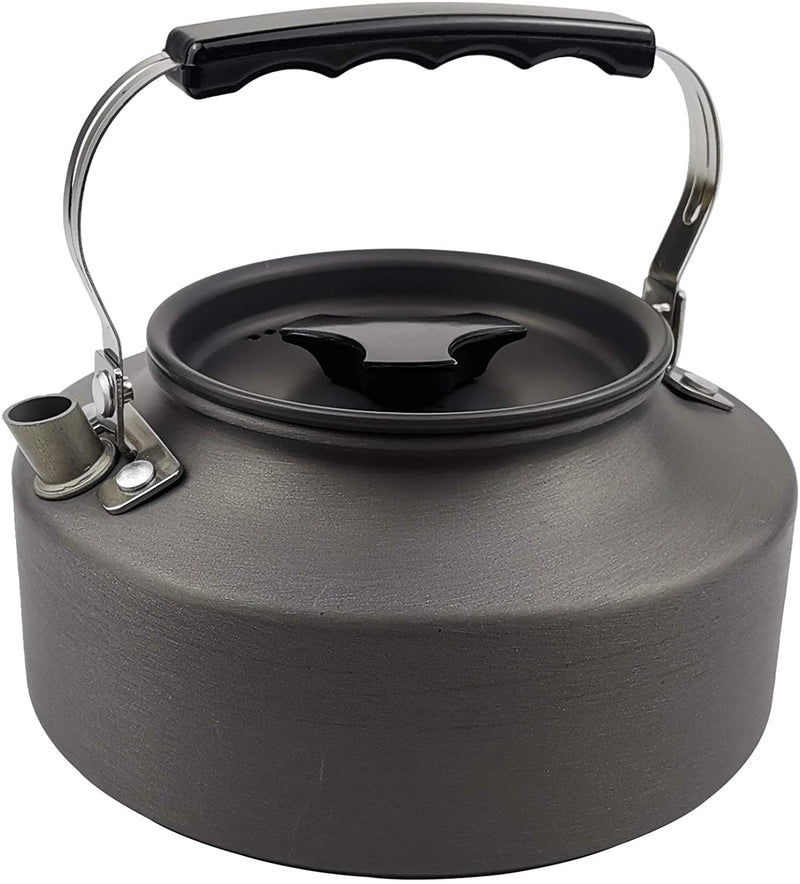 17pcs Camping Cookware Mess Kit, Non-Stick Lightweight Pots Pan Set with Stainless Steel Cups Plates Forks Knives Spoons for Camping, Backpacking, Outdoor Cooking and Picnic Black