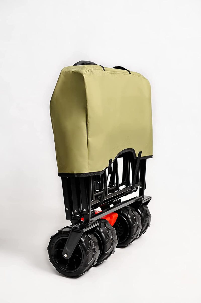 Heavy Duty Collapsible Folding Wagon Cart Trolly for Utility Outdoor Camping Garden Beach Picnic Shopping and Grocery Cart with All-Terrain Beach Wheels with Brakes and Adjustable Heavy Duty Handle and Drink Holder