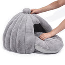 Pet Bed Comfy Kennel Cave Cat Dog Beds Bedding Castle Igloo Nest Grey L