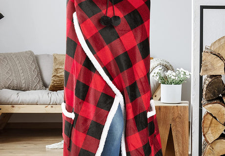 Safdie & Co. Premium Wearable Hooded Blanket for Adult Women and Men 71