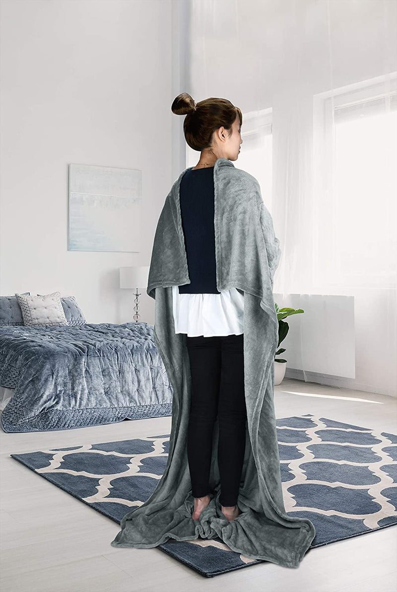 Catalonia Wearable Blanket with Sleeves and Pocket, Soft Fleece Mink Micro Plush Wrap Throws Blanket Robe for Women and Men,Grey grays Fleece