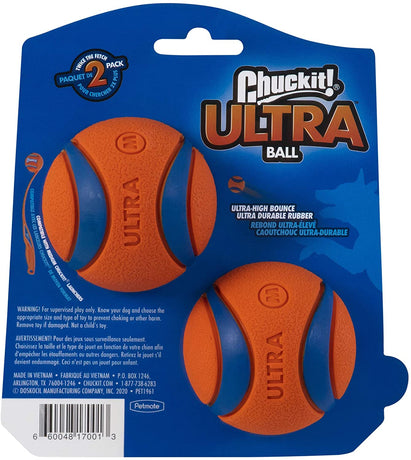 Chuckit! 17001 2.5-Inch Ultra Ball 2 Pack, Medium, Orange/Blue M (Pack of 2)