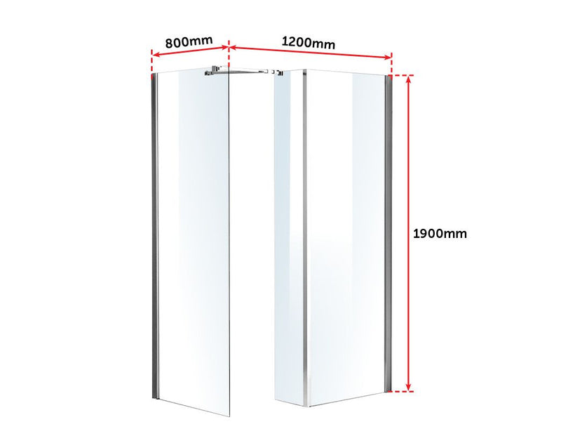1200x800mm Walk in Shower Enclosure Safety Glass Shower By Della Francesca