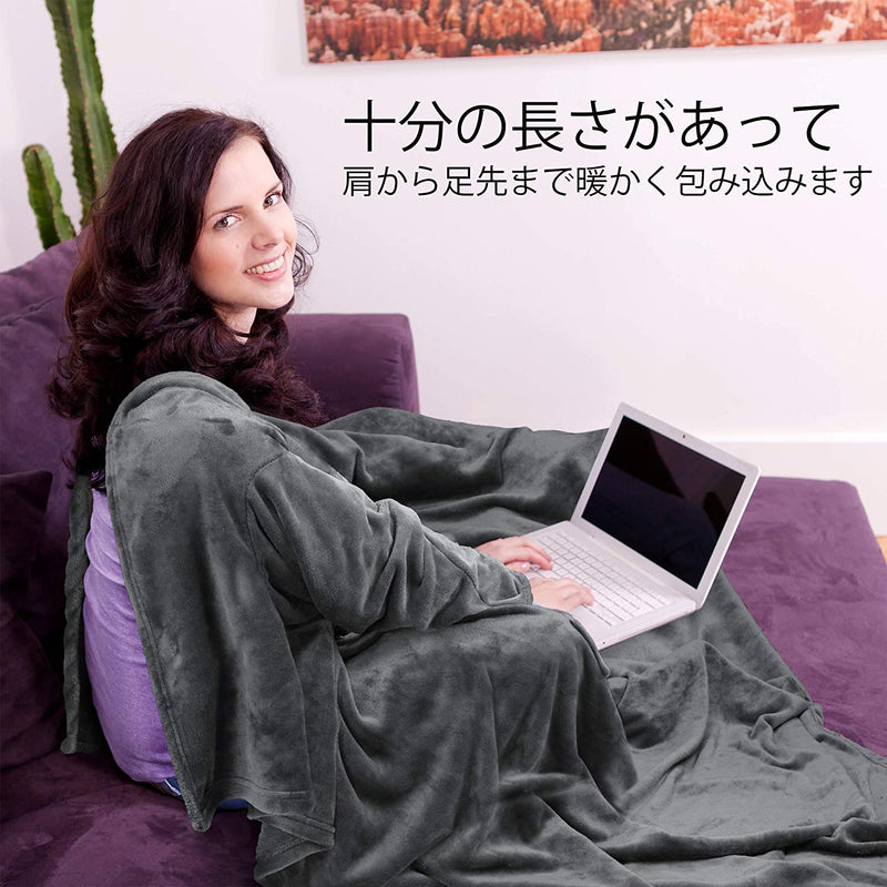 Catalonia Wearable Blanket with Sleeves and Pocket, Soft Fleece Mink Micro Plush Wrap Throws Blanket Robe for Women and Men,Grey grays Fleece