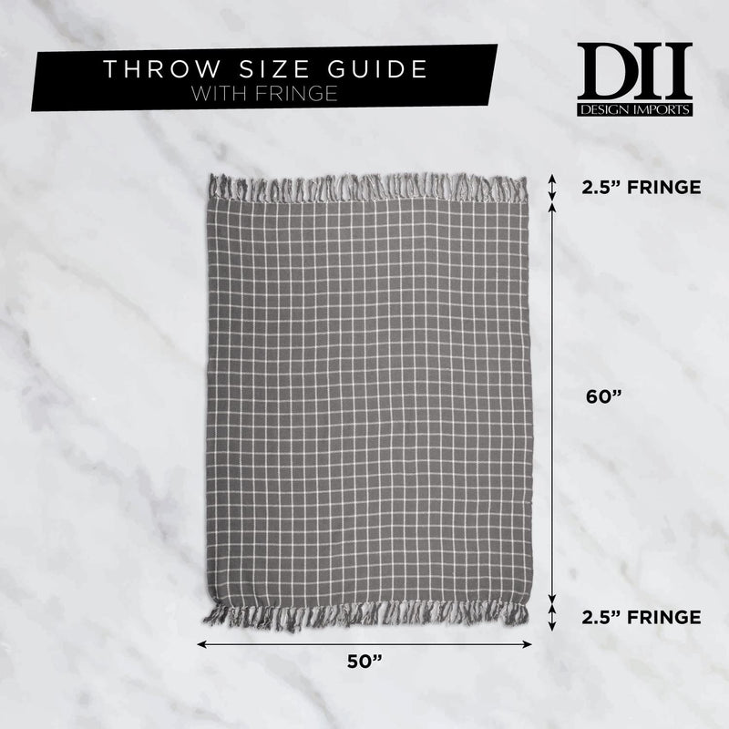 DII Rustic Farmhouse Cotton Diamond Blanket Throw with Fringe for Chair, Couch, Picnic, Camping, Beach, & Everyday Use, 50 x 60 - Double Diamond Mineral Contemporary Mineral