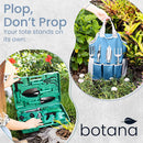 9-Pc. Garden Tools Set & Tote – Multi-Pocket Bag with Knee Support Pads, 6 Aluminium Alloy Hand Tools, & 1-Size-Fits-All Gardening Gloves – Heavy-Duty, Stylish Planting Tool Kit by botana, Blue/Grey