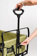 Heavy Duty Collapsible Folding Wagon Cart Trolly for Utility Outdoor Camping Garden Beach Picnic Shopping and Grocery Cart with All-Terrain Beach Wheels with Brakes and Adjustable Heavy Duty Handle and Drink Holder