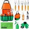 Garden Tool Set, 12 Piece Aluminum Hand Tool Kit, Garden Canvas Apron with Storage Pocket, Outdoor Tool, Heavy Duty Gardening Work Set with Ergonomic Handle, Gardening Tools for women men Orange 12PCS