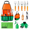 Garden Tool Set, 12 Piece Aluminum Hand Tool Kit, Garden Canvas Apron with Storage Pocket, Outdoor Tool, Heavy Duty Gardening Work Set with Ergonomic Handle, Gardening Tools for women men Orange 12PCS