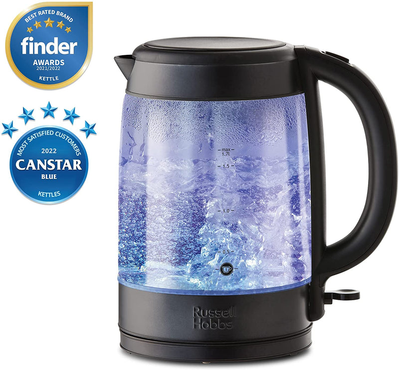 Russell Hobbs Brooklyn Glass Kettle, Black, RHK172BCH Matte Black