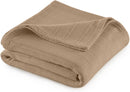 Cotton Woven Blanket by VELLUX - Natural, Cozy, Warm, Chevron Textured, Pet-Friendly, All-Seasons - Tan Twin 66 x 90 Twin (66 x 90 in) Tan