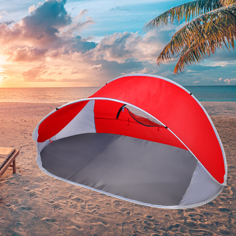 4 Person Pop Up Camping Tent Beach Shelter Hiking Sun Shades Shelter Fishing Red