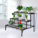 Levede 3 Tier Rectangle Metal Plant Stand Flower Pot Planter Corner Shelf Black