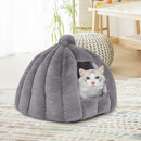 Pet Bed Comfy Kennel Cave Cat Dog Beds Bedding Castle Igloo Nest Grey L