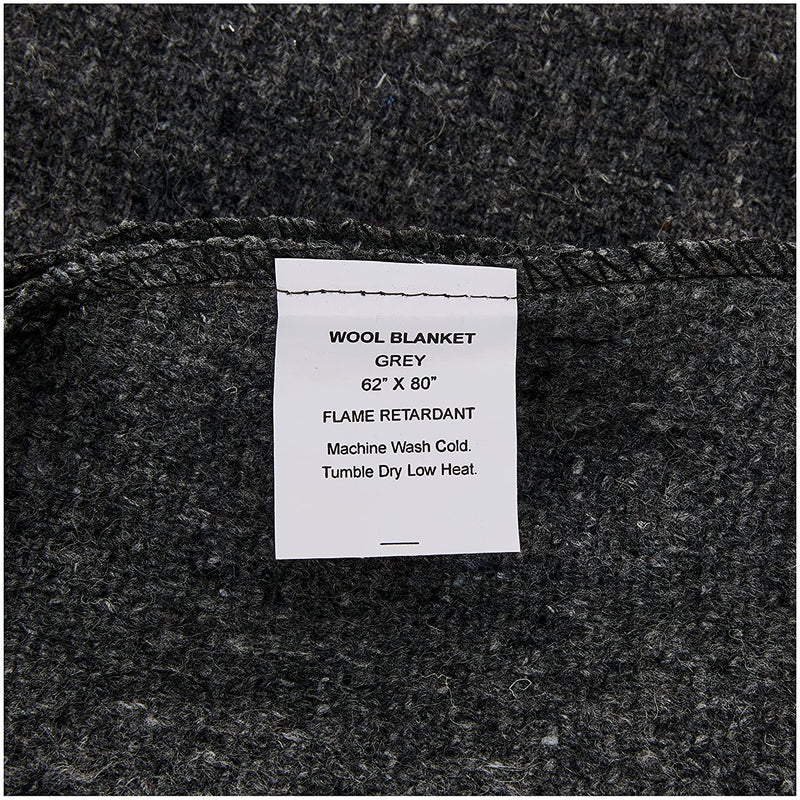 EverOne Wool Fire Retardant Blanket, Grey, 62" X 80"