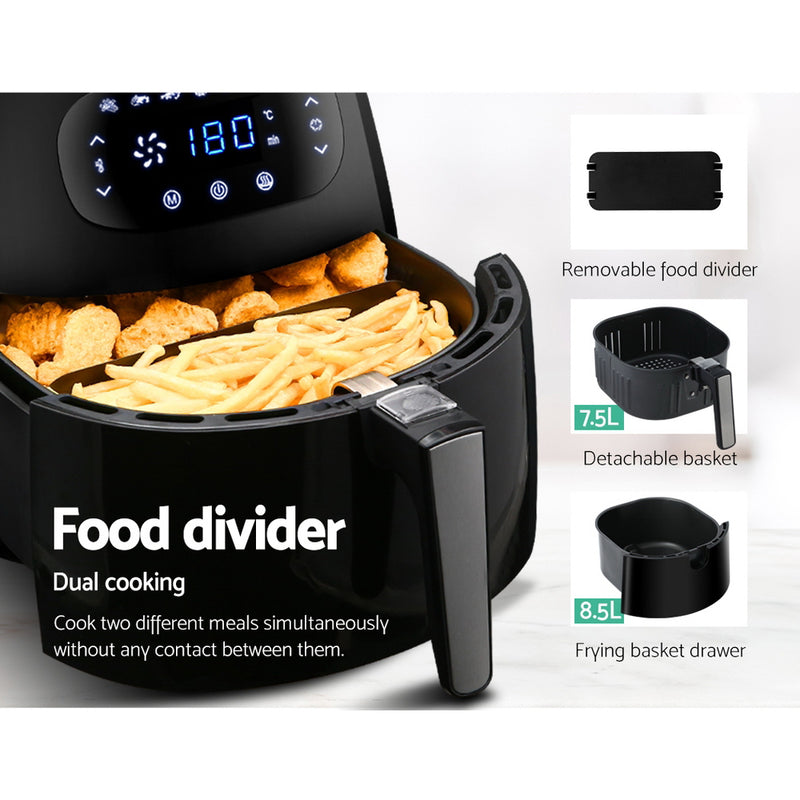 Devanti Air Fryer 8.5L LCD Digital Oil Free Deep Frying Cooker Accessories Rack