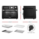 Devanti 20L Air Fryer Convection Oven Oil Free Fryers Kitchen Cooker Accessories Black