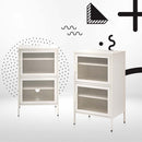 ArtissIn Double Mesh Door Storage Cabinet Organizer Bedroom White