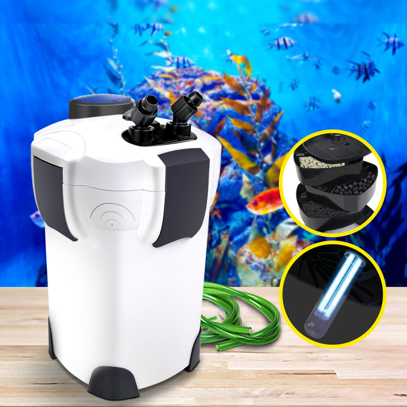 Aquarium External Canister Filter Aqua Fish Tank UV Light with Media Kit 1850L/H