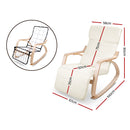 Artiss Fabric Rocking Armchair with Adjustable Footrest - Beige