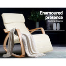 Artiss Fabric Rocking Armchair with Adjustable Footrest - Beige