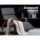 Artiss Fabric Rocking Armchair with Adjustable Footrest - Charcoal