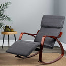 Artiss Fabric Rocking Armchair with Adjustable Footrest - Charcoal