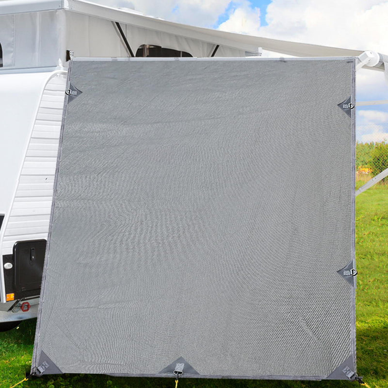 Pop Top Caravan Privacy Screen 2.1 x 1.8M Sun Shade End Wall Roll Out Awning