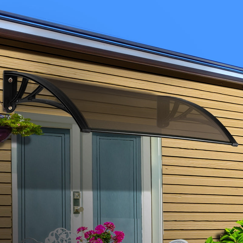 Instahut Window Door Awning Door Canopy Patio UV Sun Shield BROWN 1mx2m DIY
