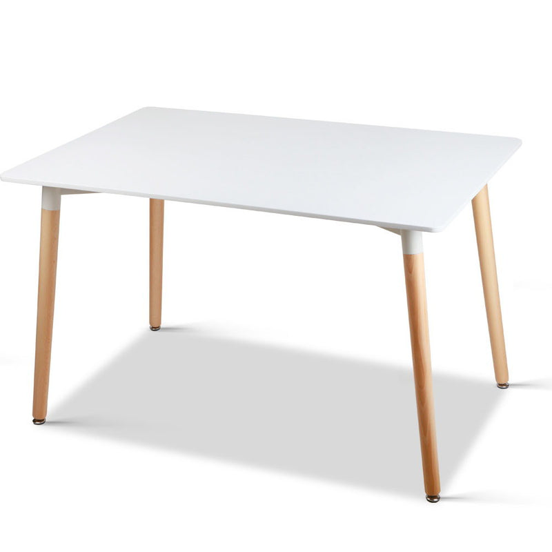 Artiss Dining Table 6 Seater 120 x 80cm White Replica Eames DSW Cafe Kitchen Retro Timber Wood MDF Rectangular Tables