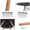Artiss 4-Seater Round Replica Eames DSW Dining Table Kitchen Timber Black 90cm