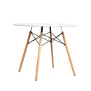 Artiss 4-Seater Round Replica Eames DSW Dining Table Kitchen Timber White 90cm