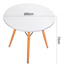 Artiss Round Dining Table 4 Seater 80cm White Replica Eames DSW Cafe Kitchen Retro Timber Wood MDF Tables