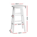 Artiss Set of 2 Beech Wood Backless Bar Stools - White