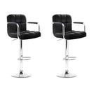 Artiss Set of 2 Bar Stools Gas lift Swivel Armrests - Steel and Black
