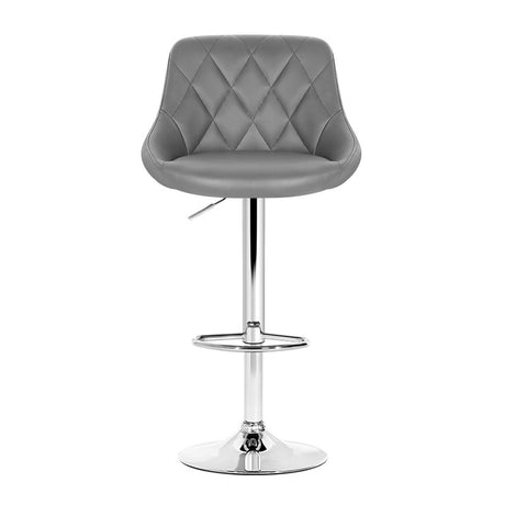 Artiss Set of 4 Bar Stools PU Leather Diamond Style - Grey