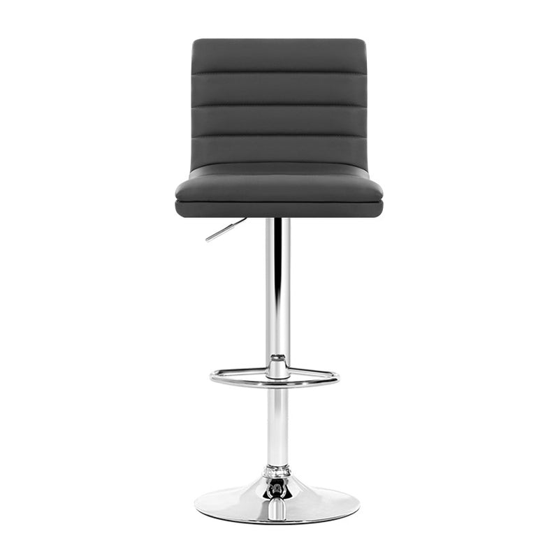 Artiss Set of 4 PU Leather Lined Pattern Bar Stools- Grey and Chrome
