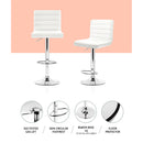 Artiss Set of 4 PU Leather Lined Pattern Bar Stools- White and Chrome